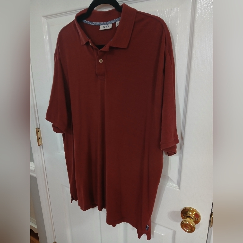 Men's Maroon ROWN Polo Shirt Preppy Streetwear Organic Cotton XL Basic Casual